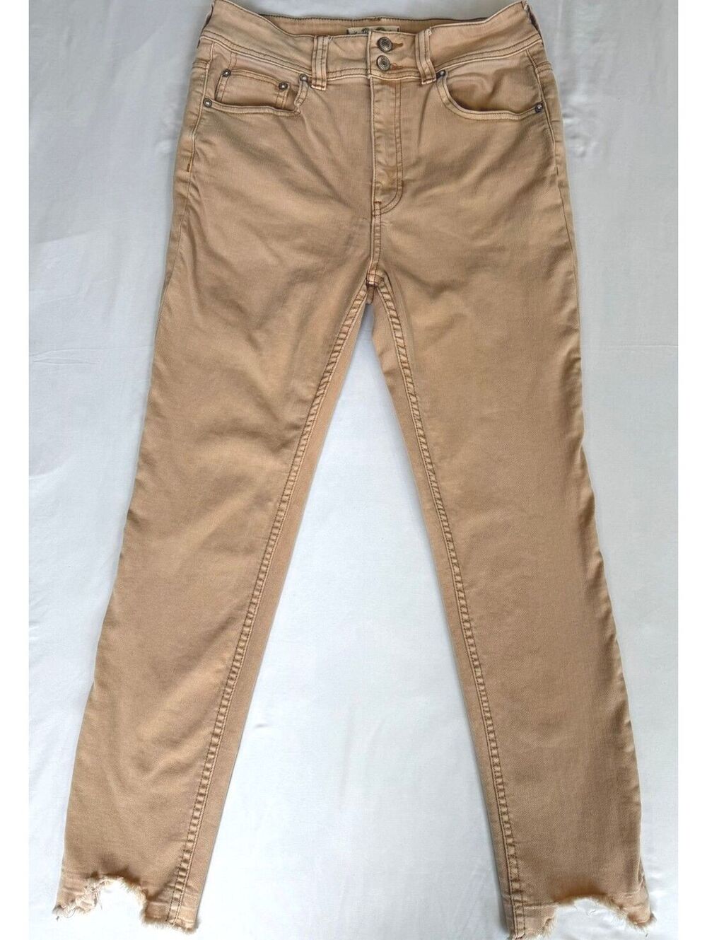 We The Free (Free People) Thirty Jeans Size 30 Tan High Rise Raw Hem Stretch